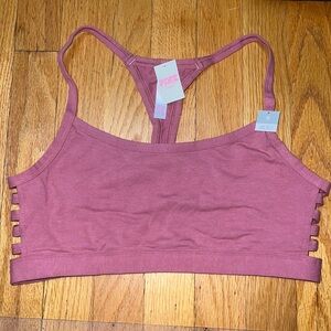 NWT VS PINK Dusty Rose Unlined Strappy Sports Bra M